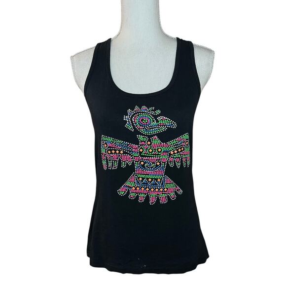 Other Tops - Vintage Y2K thunderbird embellished studded tank top multicolor black western